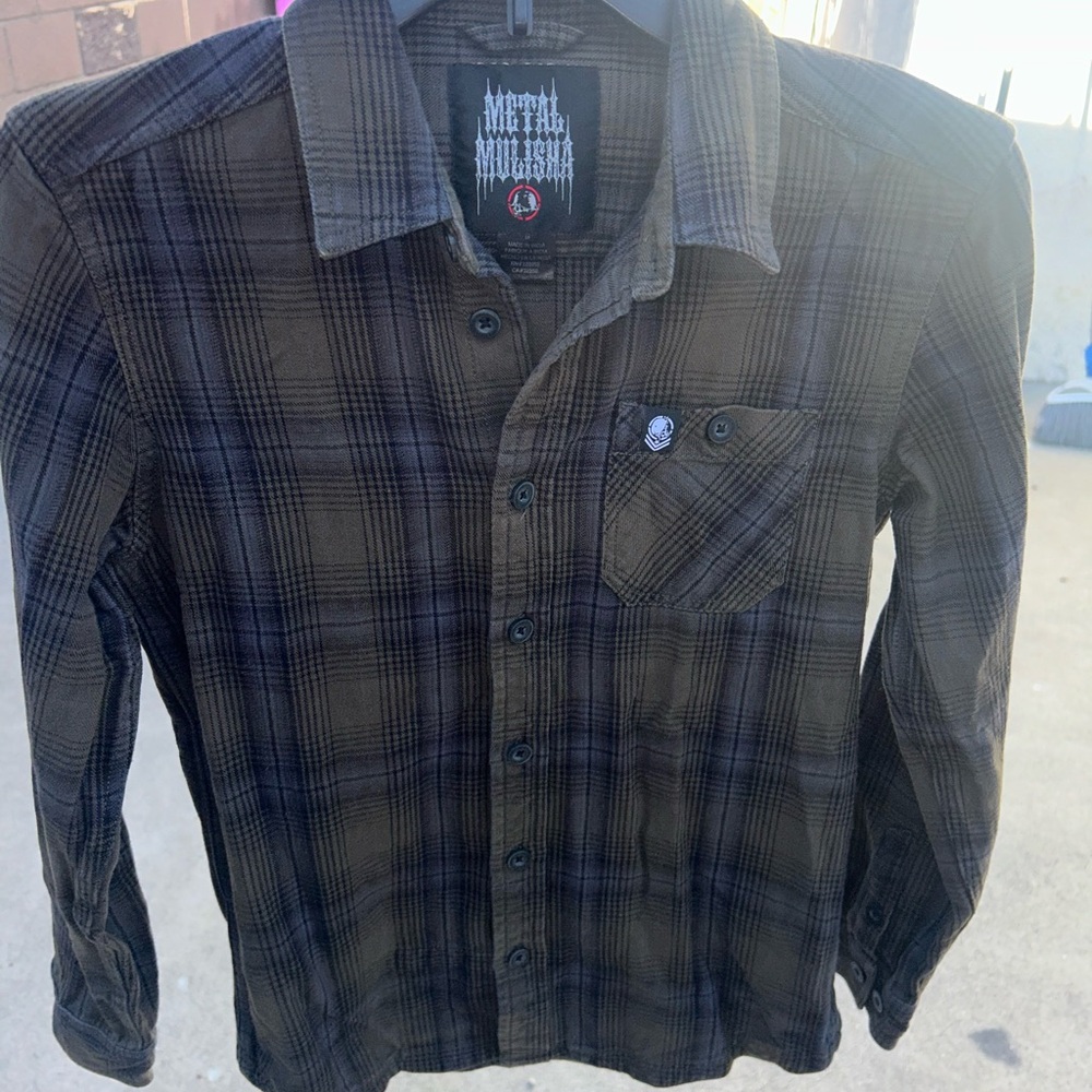 Vintage flannel Metal Mulisha Plaid Button Down Shirt - Black and Brown